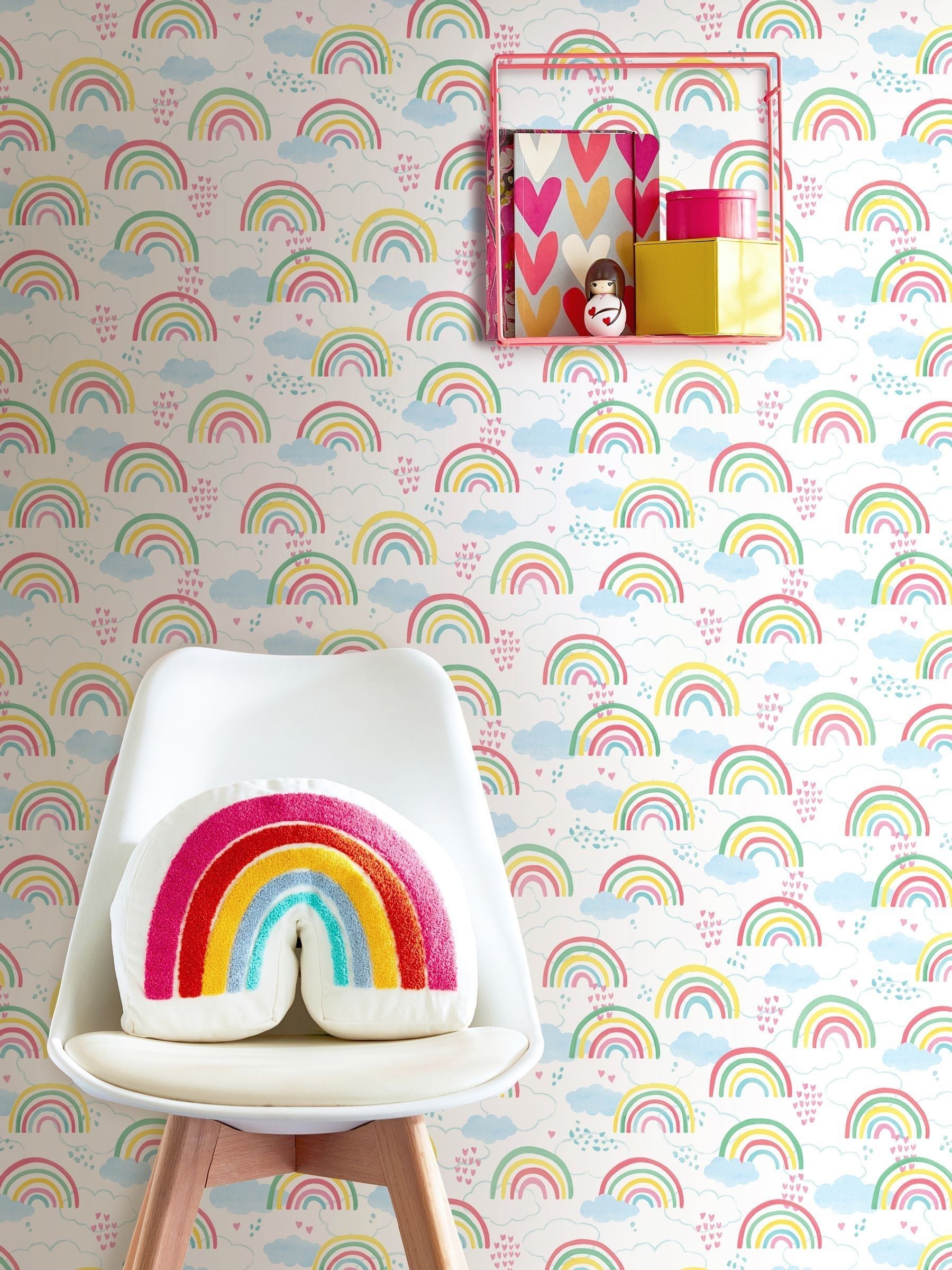 Hoopla Walls Pink Rainbow Love 10m Wallpaper
