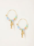 FatFace gold tone fish beaded hoop earrings (British brand)