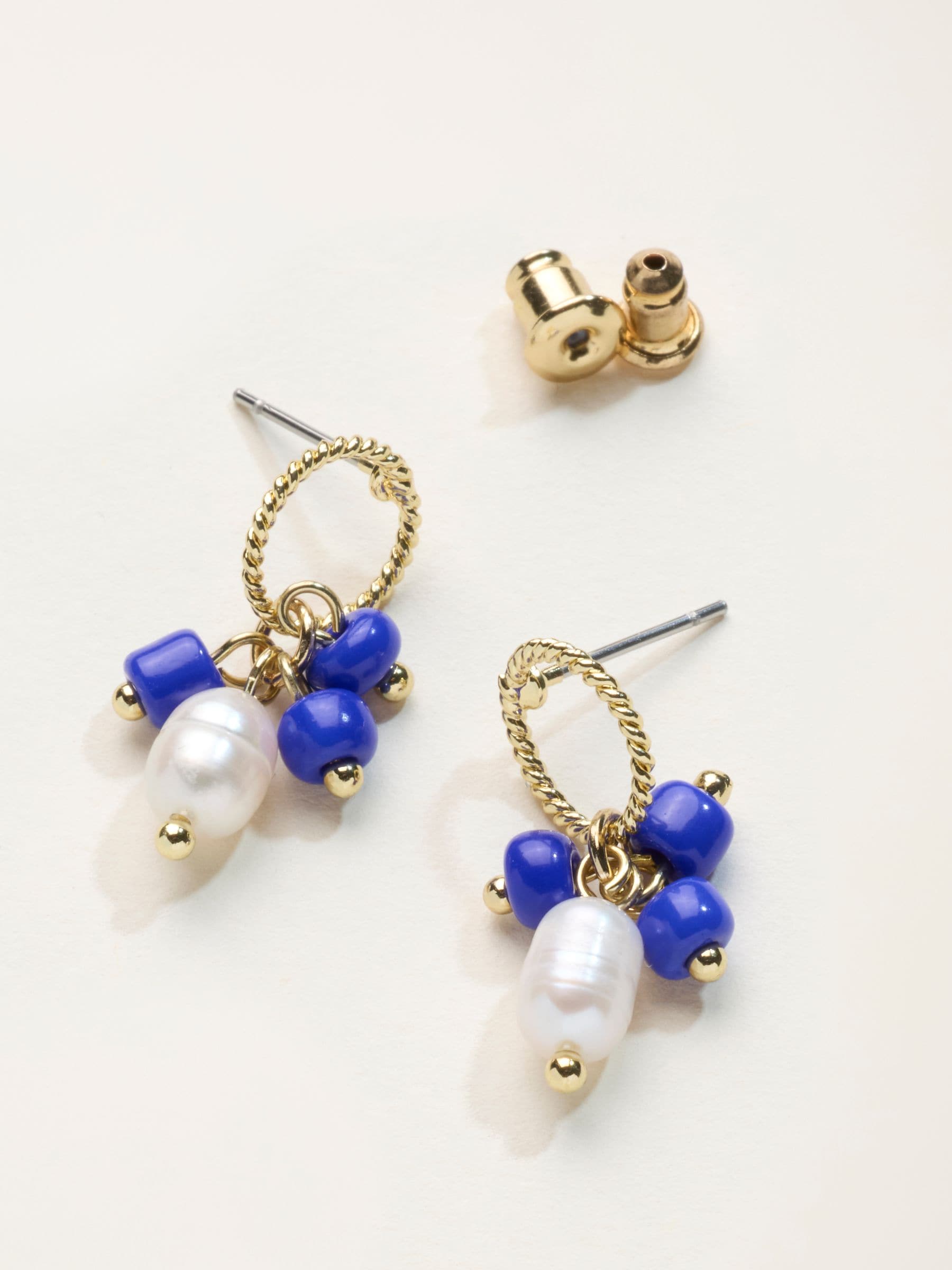 FatFace blue beaded drop earrings (British brand)