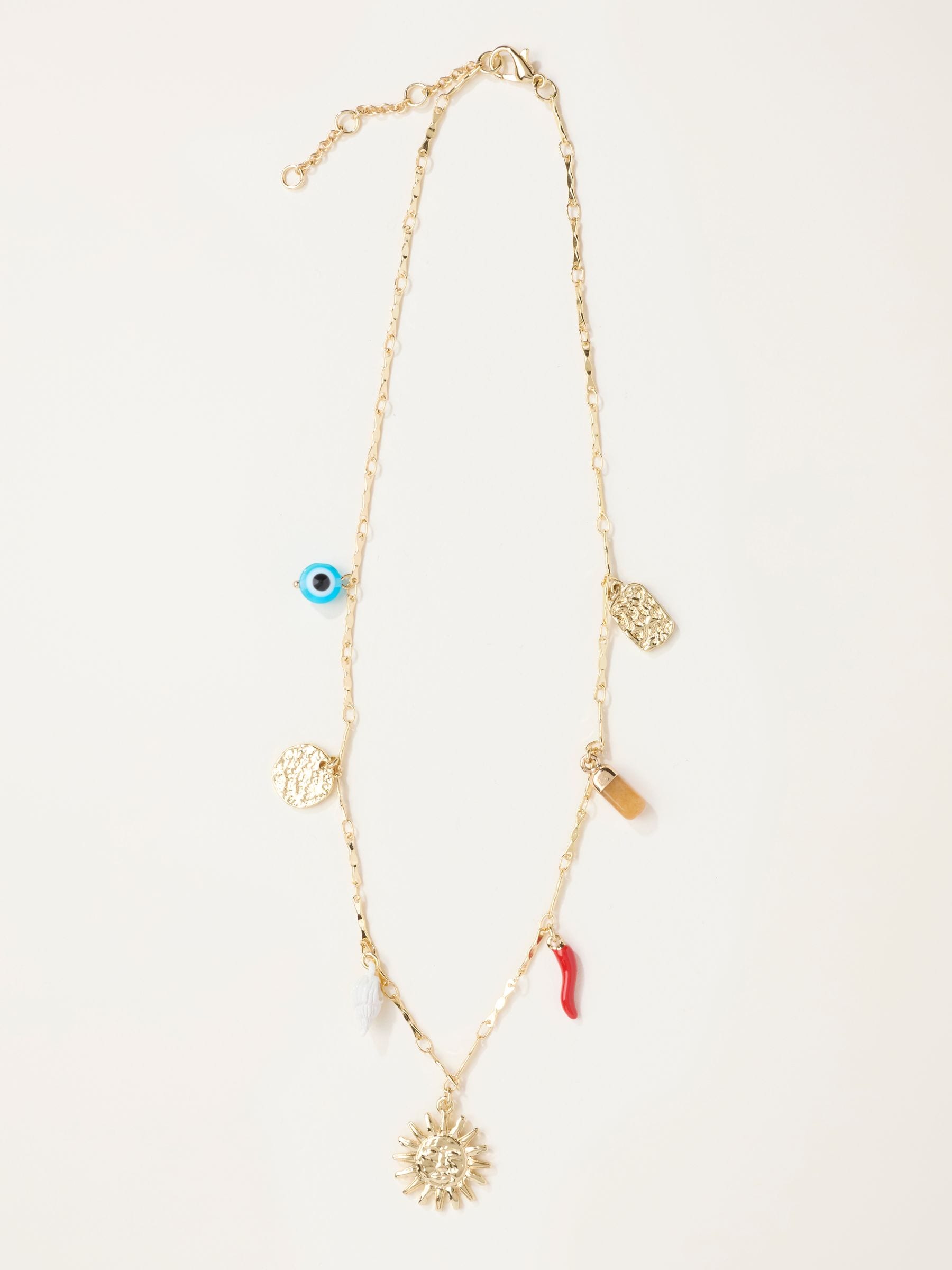 FatFace gold tone sun charm necklace, UK version