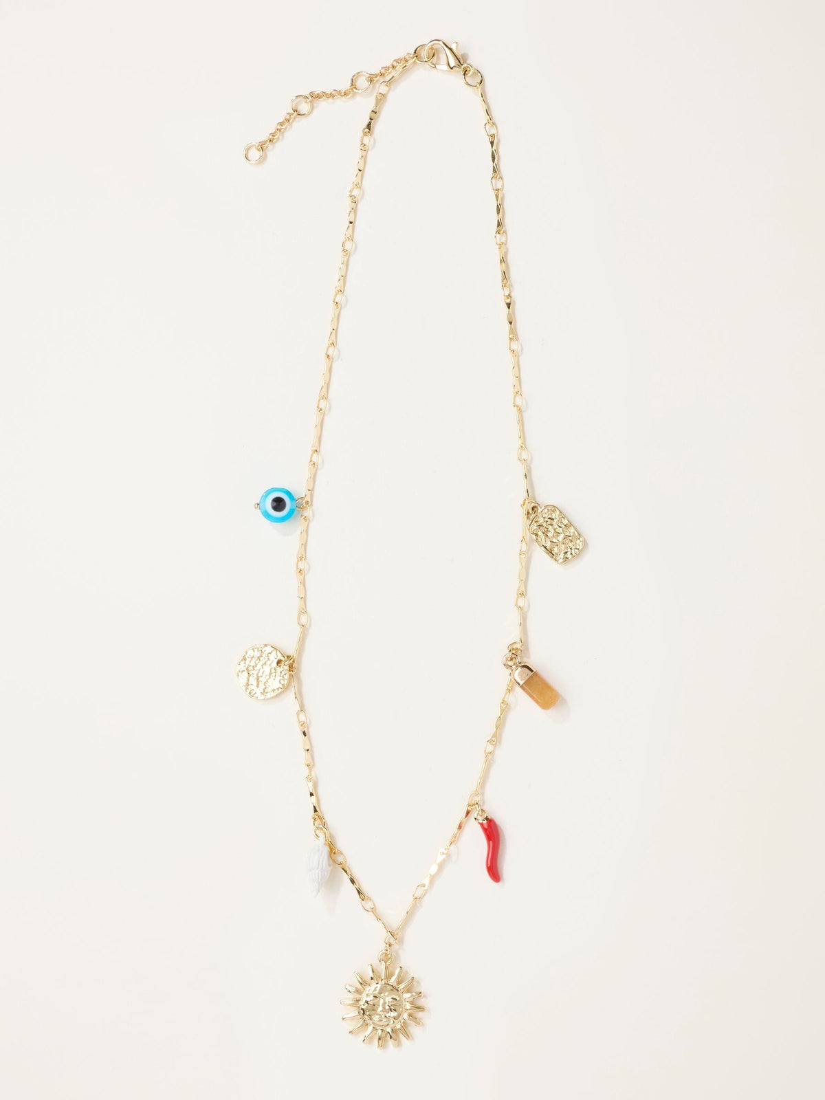 FatFace gold tone sun charm necklace, UK version
