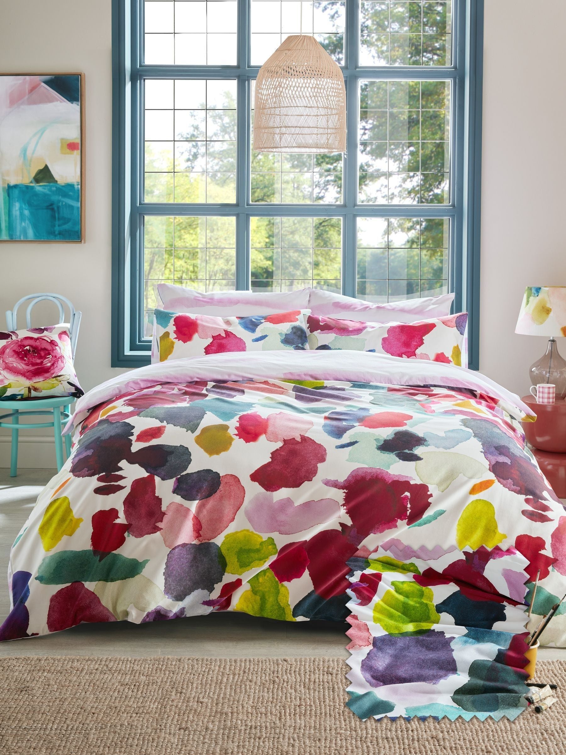 Bluebellgray Fuchsia Pink Abstract duvet cover and pillowcase set - British product