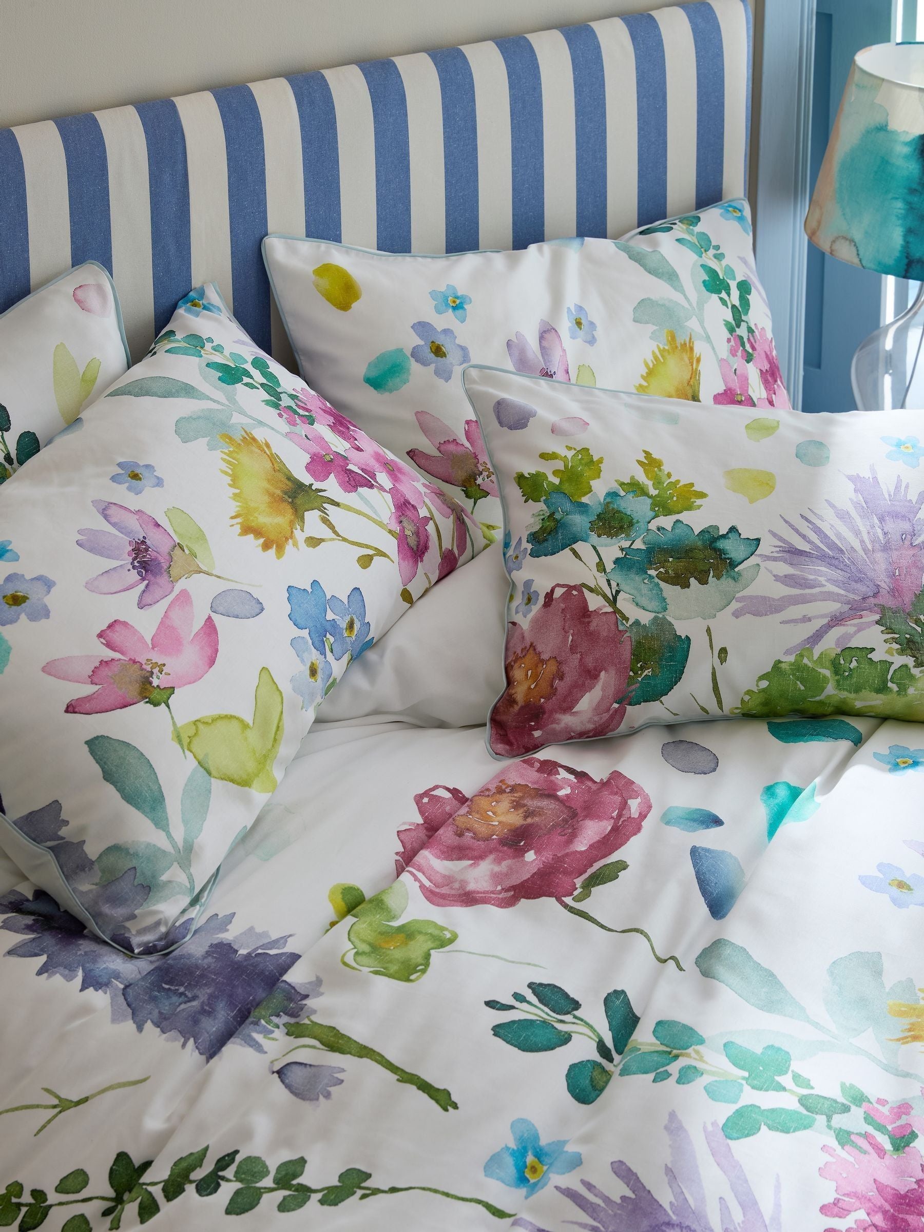 Bluebellgray Spring Green Tetbury duvet cover and pillowcase set - British product