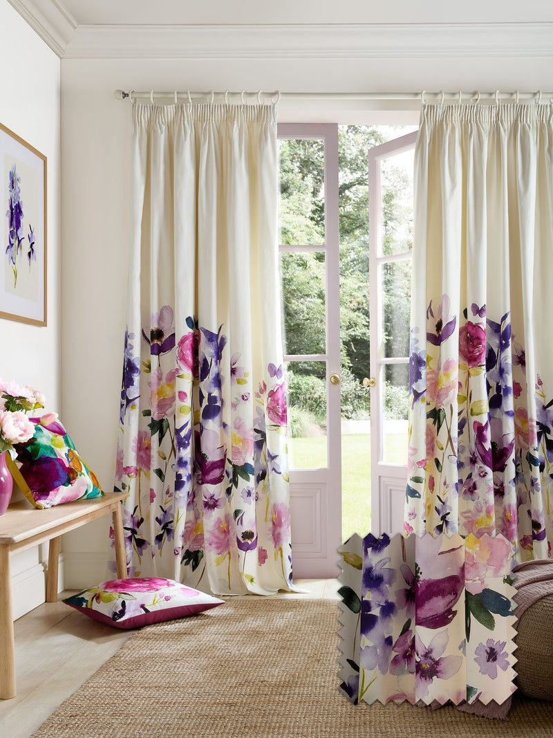 Bluebellgray Fuchsia Pink Taransay pencil pleat curtains 229x183cm (British brand)