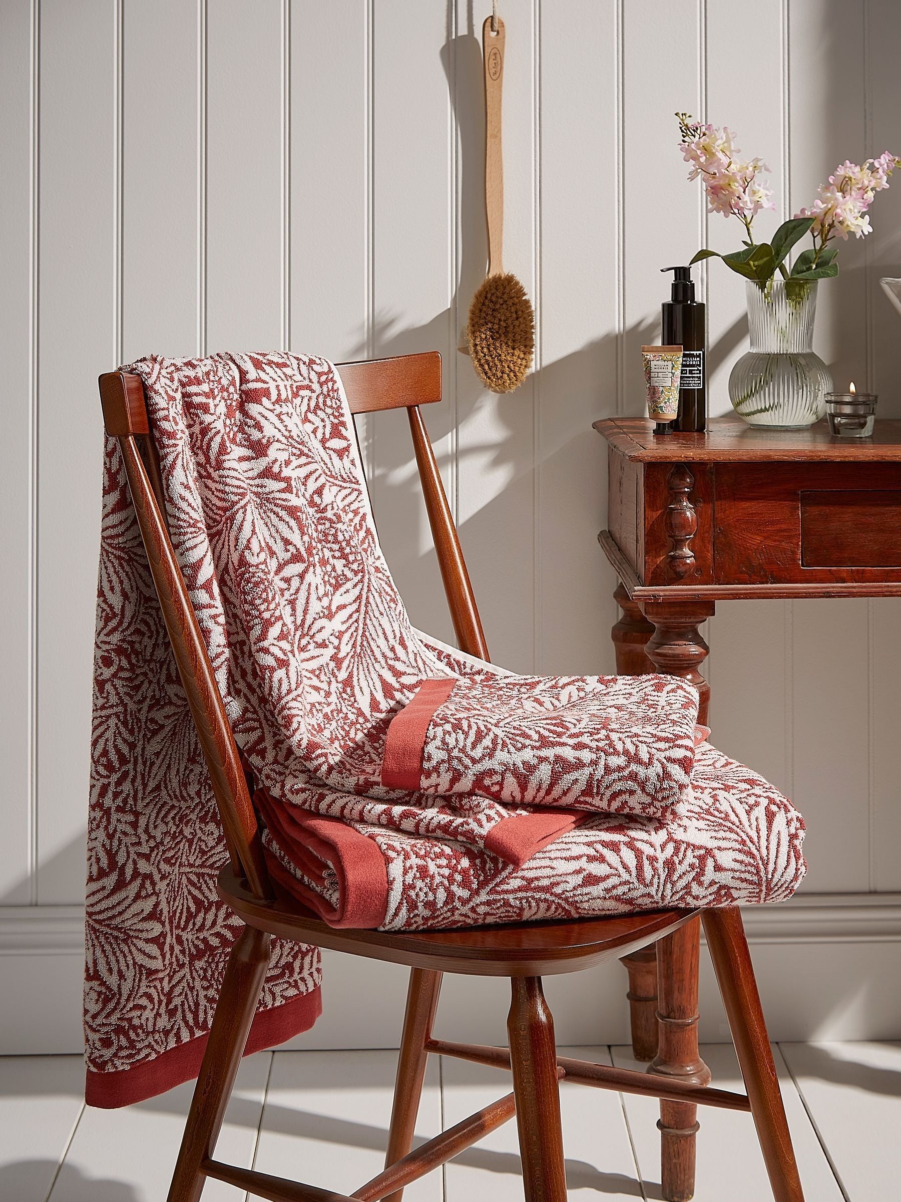 William Morris Larkspur brick orange hand towel (British brand)