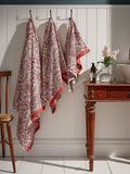 William Morris Larkspur brick orange hand towel (British brand)