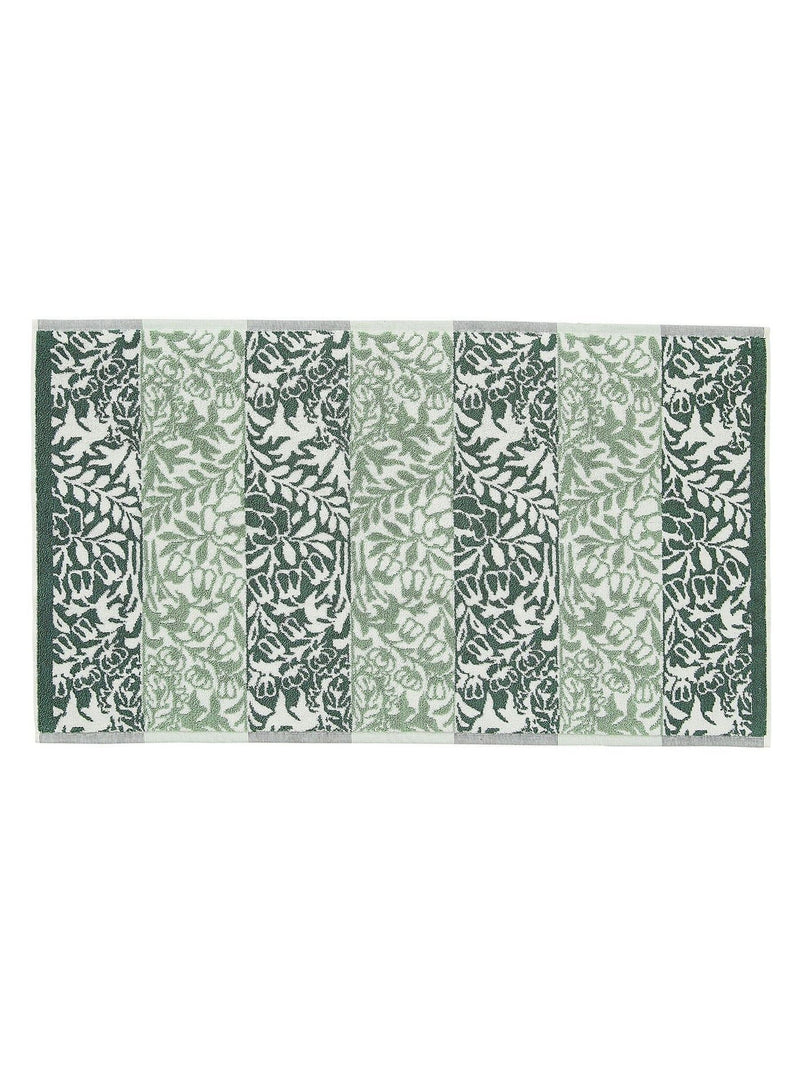 William Morris sage green rose stripe towel, UK version