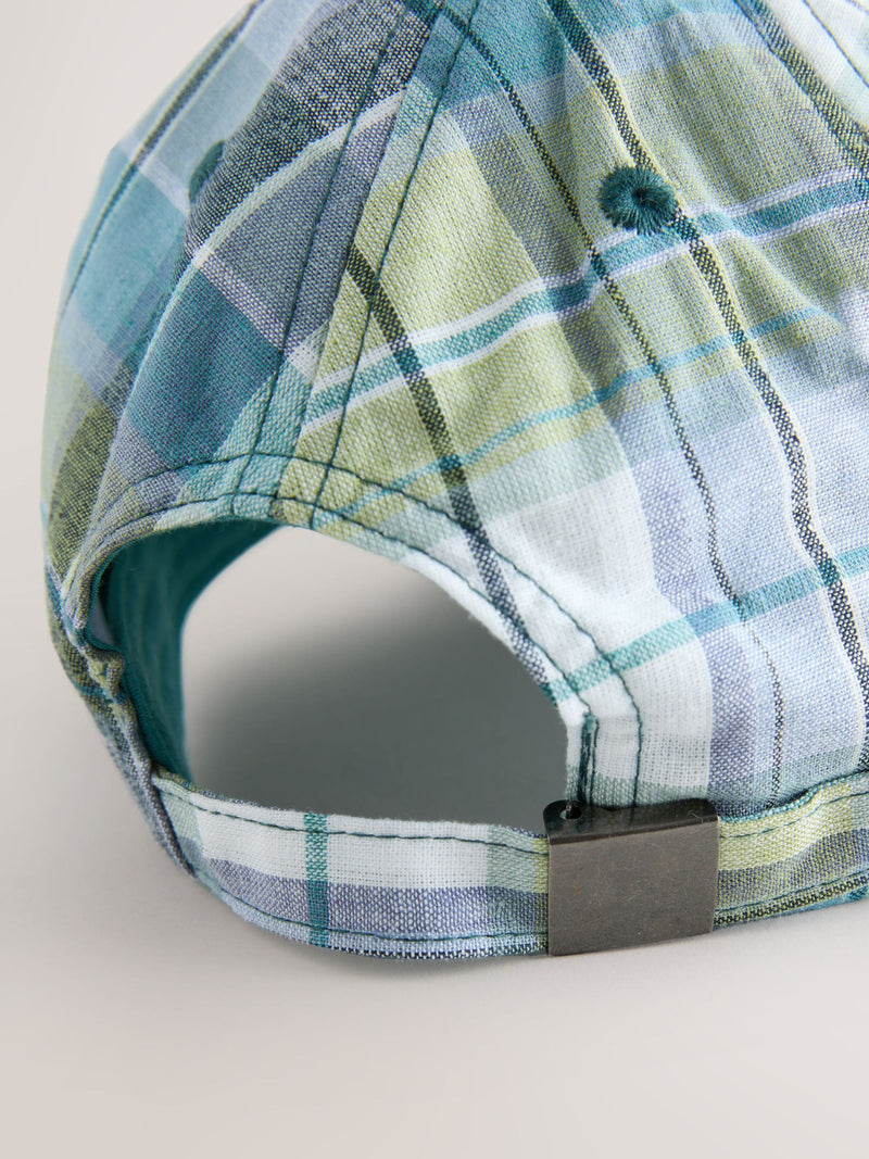 Green Check EDIT cap linen cotton blend, imported from the UK