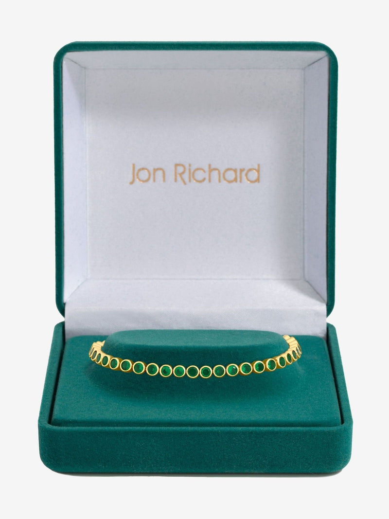 Gold Plated Emerald Cubic Zirconia Tennis Bracelet with Lobster Clasp - 8 Inch Chain
