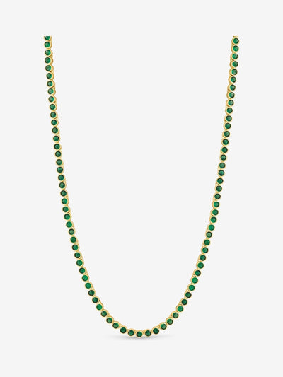 Next 14K Gold Plated and Emerald Cubic Zirconia Tennis Necklace 16 Inch- Buy online at McGrocer