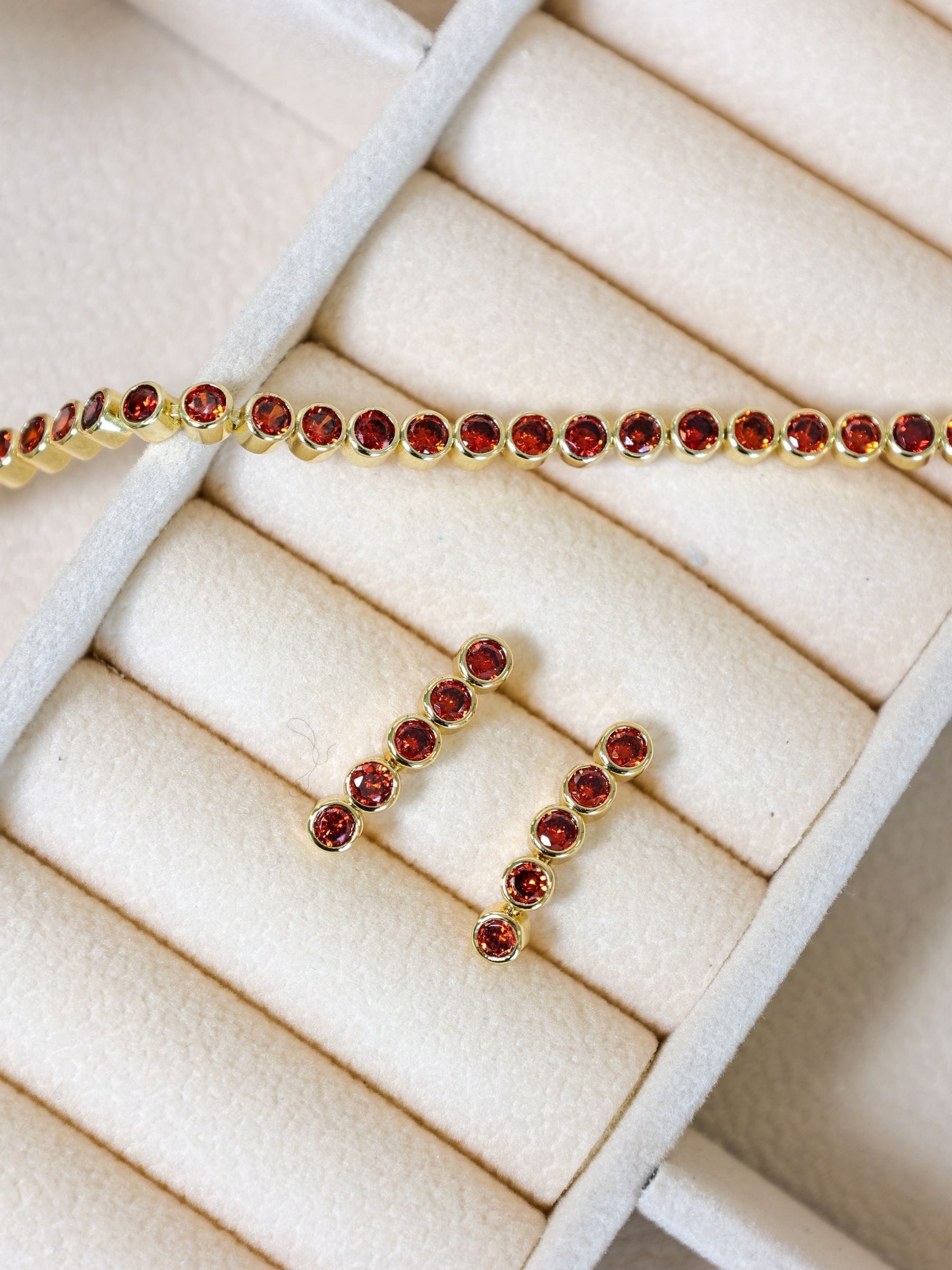 Jon Richard Gold 14K Plated and Red Cubic Zirconia Tennis Bracelet - Gift Box
