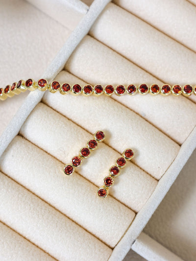 Next Jon Richard Gold 14K Plated and Red Cubic Zirconia Tennis Bracelet - Gift Box- Buy online at McGrocer