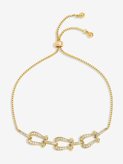 Vergoldetes Knebelarmband mit Pavé-Kristallen, 10 mm Breite, 270 mm Länge