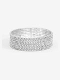 Silver Plated Crystal Stone Multirow Cuff Bracelet