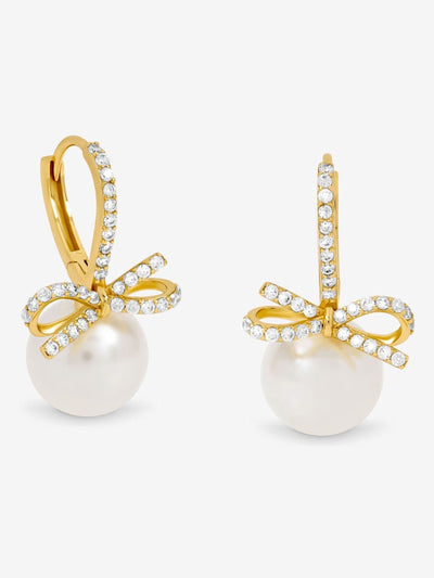 Next Jon Richard Gold Plated Crystal Bow and Pearl Hoop Earrings- Buy online at McGrocer