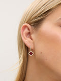 Gold Plated Carnelian Clover Huggie Earrings