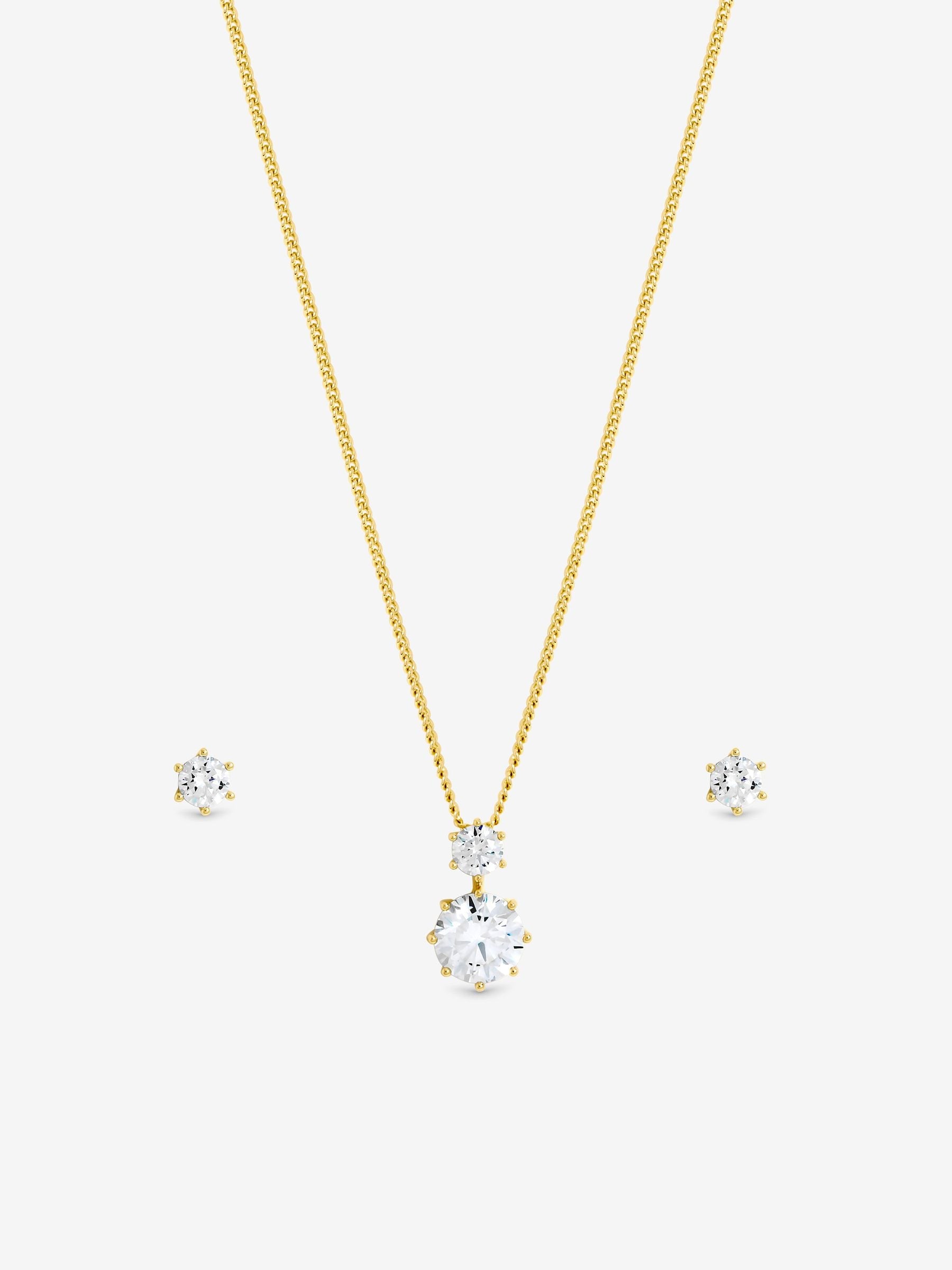 Jon Richard gold plated cubic zirconia jewelry set with chain, UK version