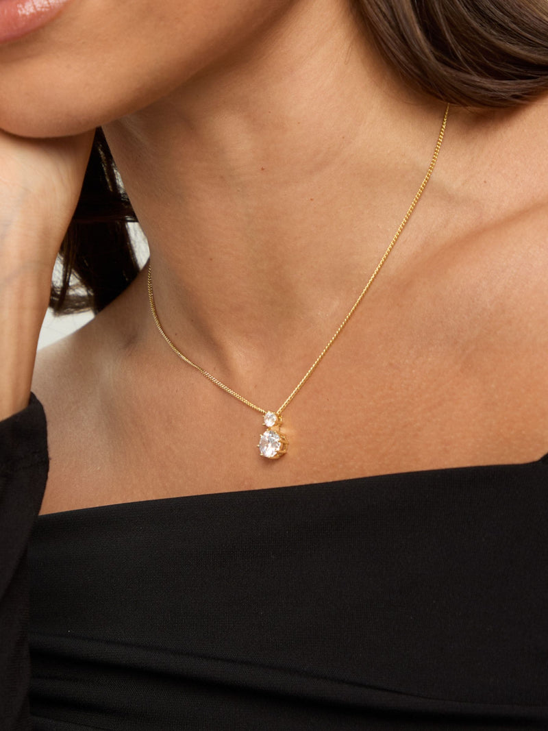Jon Richard gold plated cubic zirconia jewelry set with chain, UK version