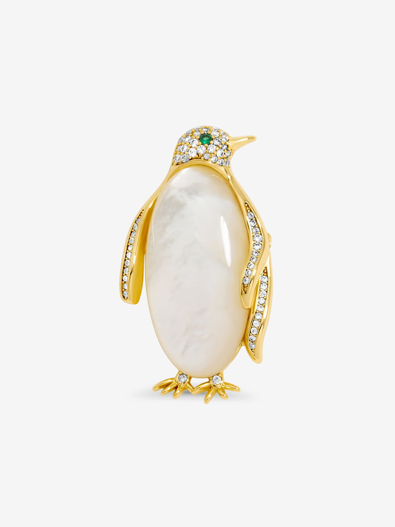 Gold-Plated Penguin Brooch 20mm x 40mm with Pin Fastening