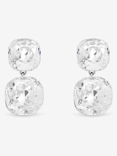 Next Rhodium Plated Crystal Drop Earrings with Statement Stone 35mm- Buy online at McGrocer