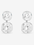 Rhodium Plated Crystal Drop Earrings with Statement Stone 35mm
