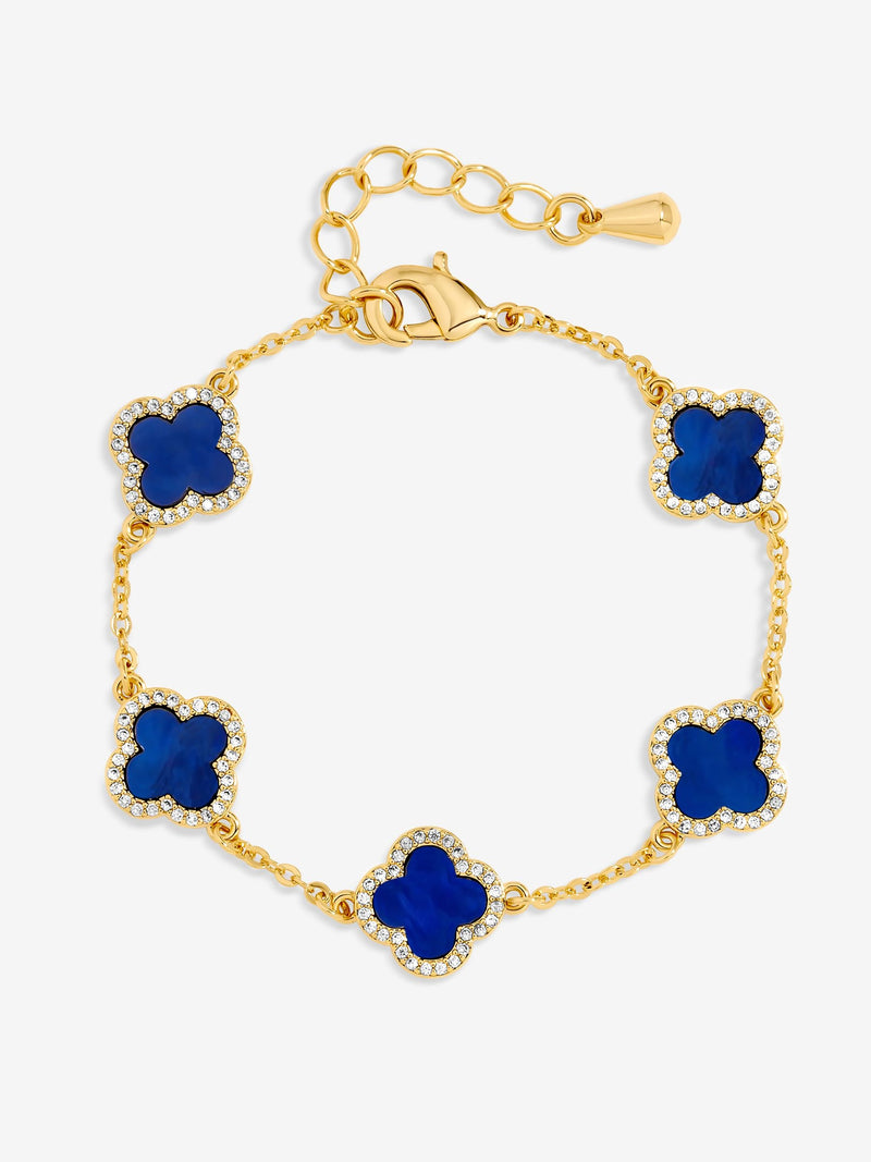 Jon Richard White Jet Enamel Clover Gold Plated Bracelet 178mm