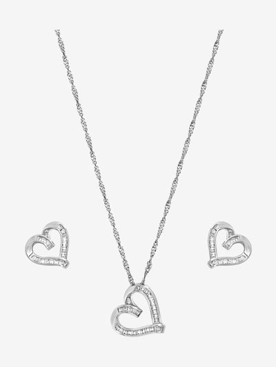 Jon Richard Silver Rhodium Plated and Pave Twist Heart Gift Box Set
