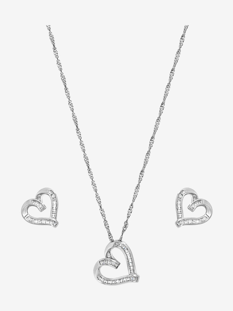 Jon Richard Silver Rhodium Plated and Pave Twist Heart Gift Box Set