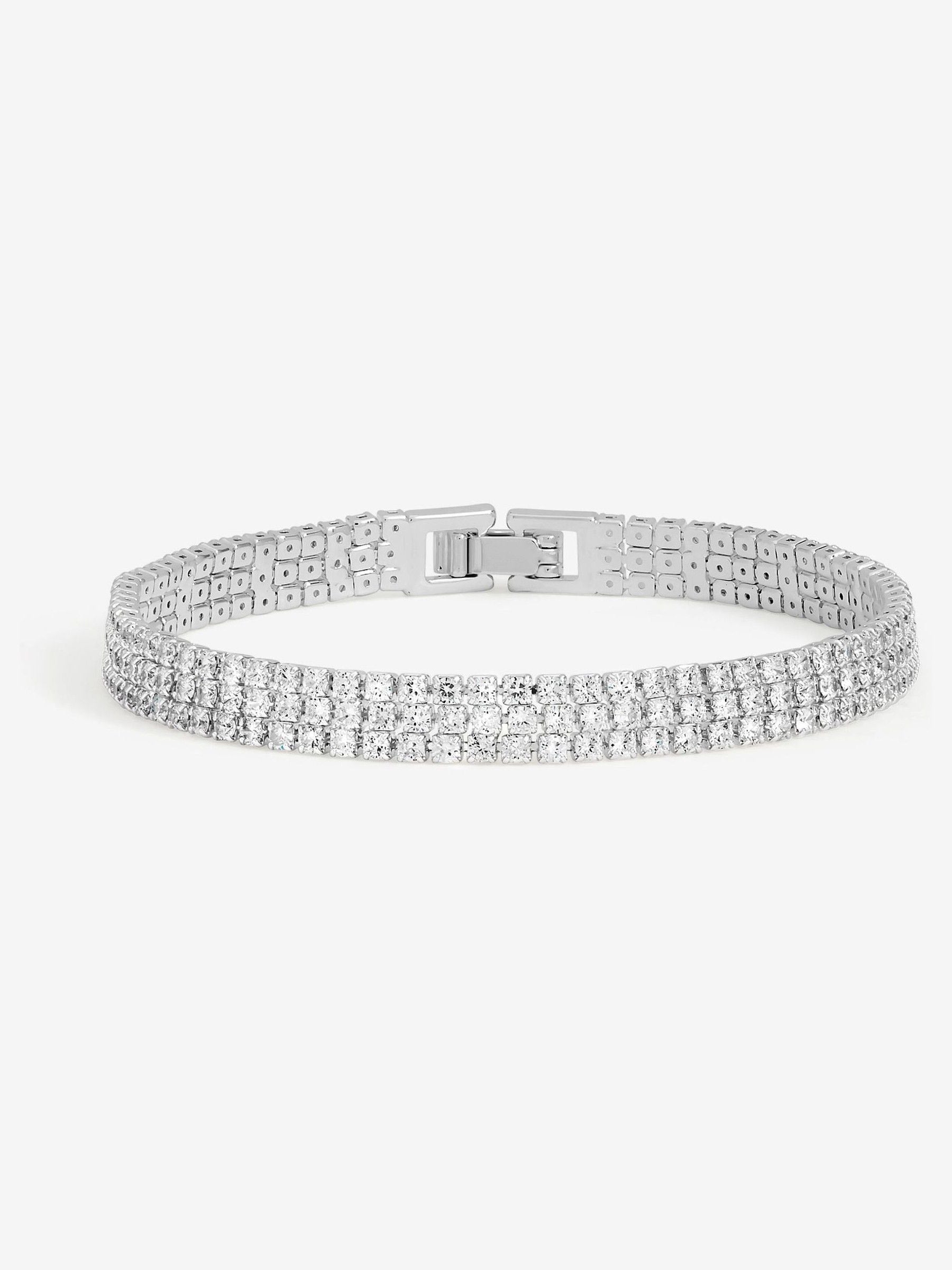 Jon Richard Silver Plated and Crystal Stone Multirow Bracelet