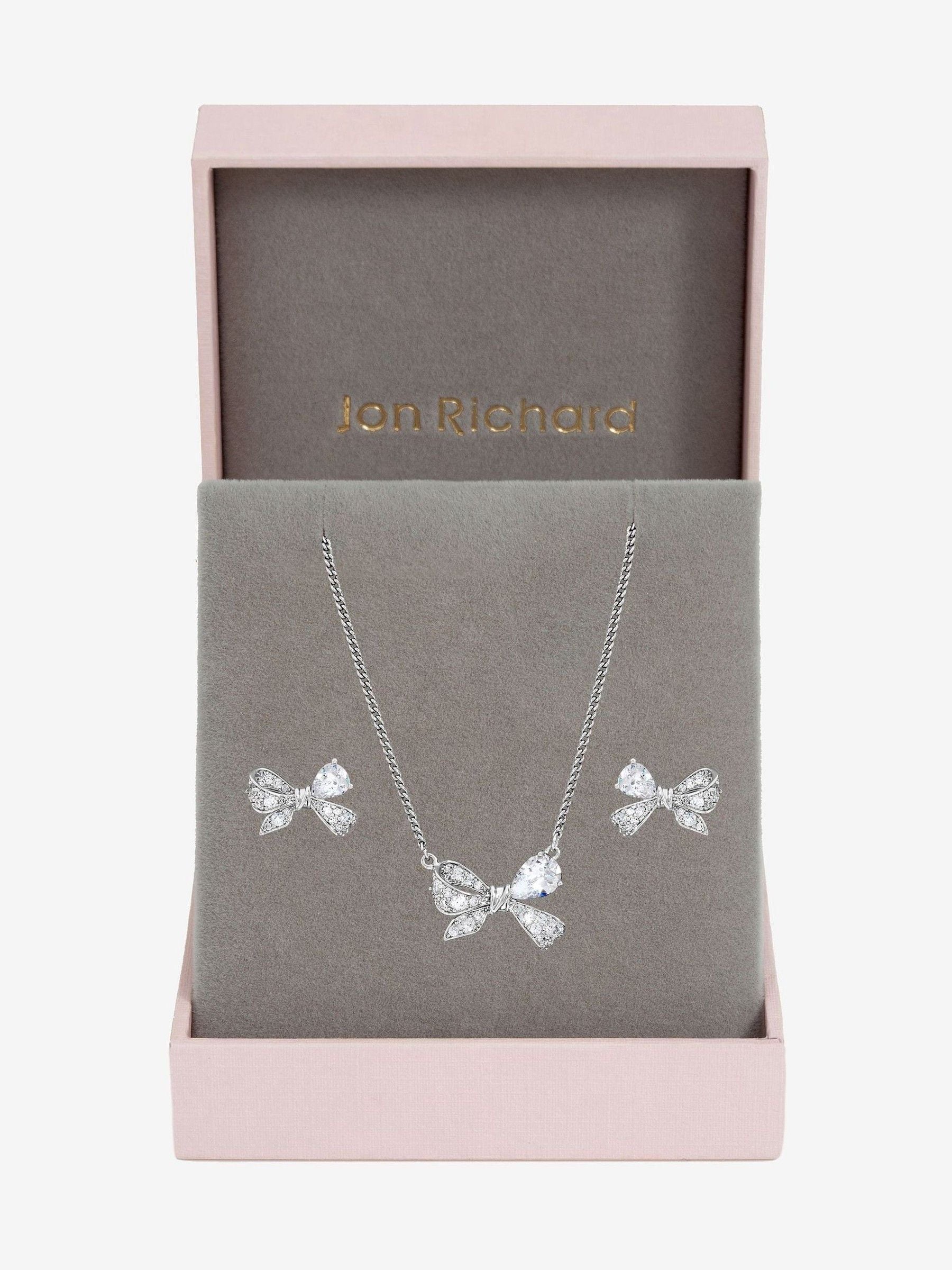 Jon Richard silver rhodium bow set, imported from the UK
