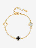 Jon Richard Gold Plated Pave and Malachite Clover Bracelet
