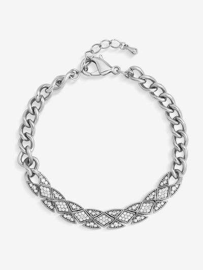 Next Jon Richard Silver Rhodium Plated and Pave Link Bracelet- Buy online at McGrocer