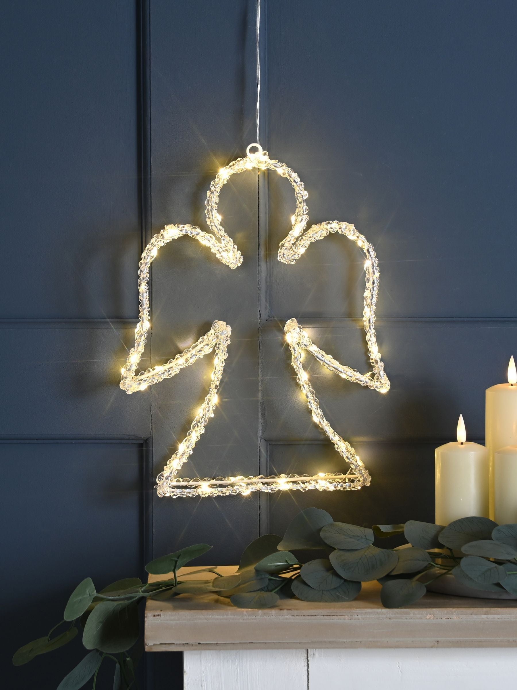 Angel decoration light pre lit warm white 32cm - British product