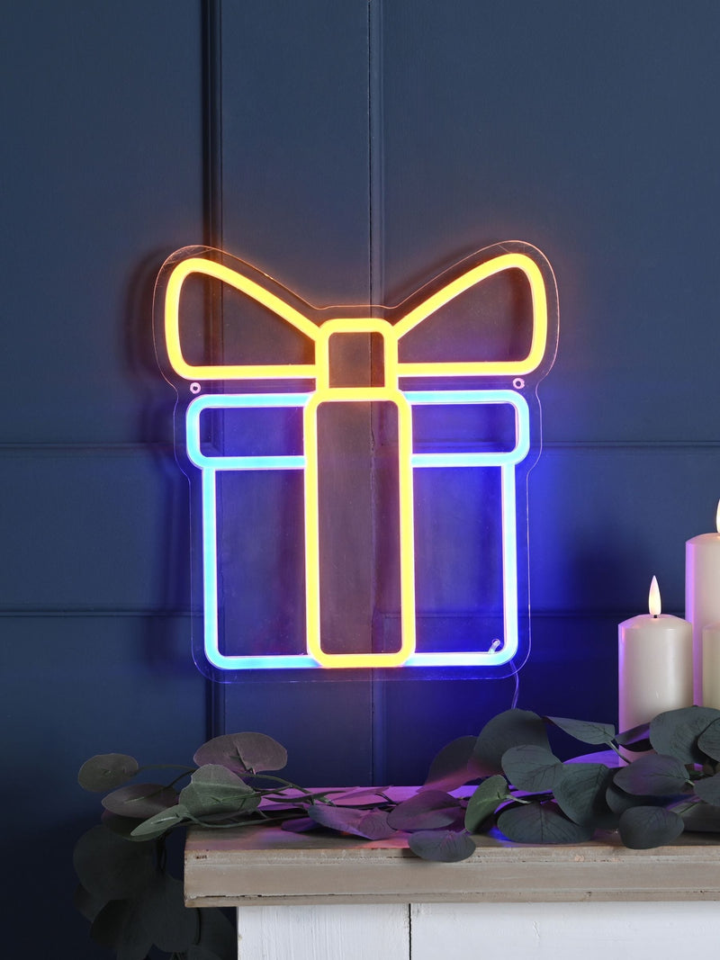 Neon hanging present decoration multicolour 28cm (British brand)