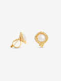 Jon Richard Gold Tone Pearl Twisted Edge Clip Earrings