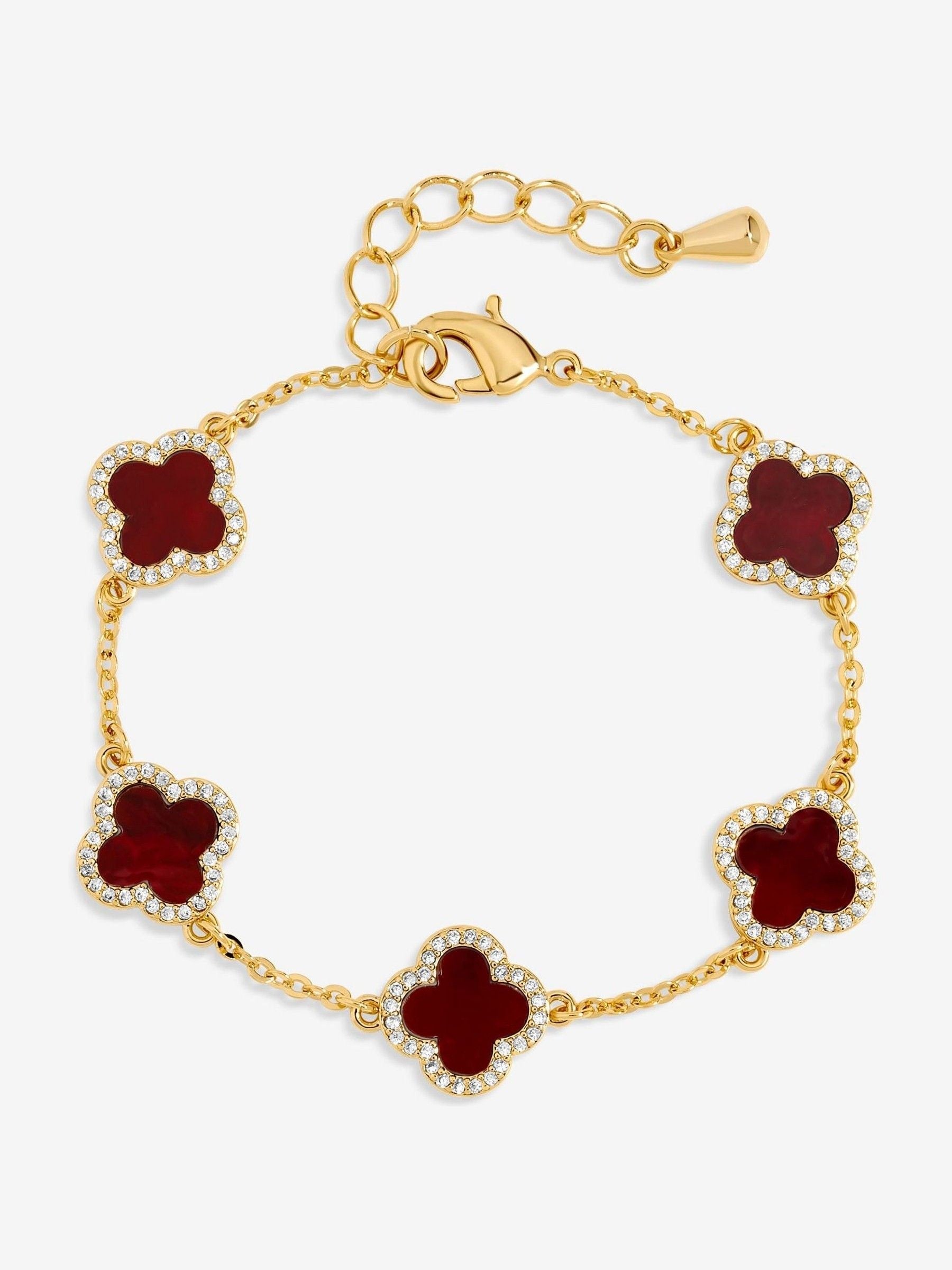 Jon Richard White Jet Enamel Clover Gold Plated Bracelet 178mm