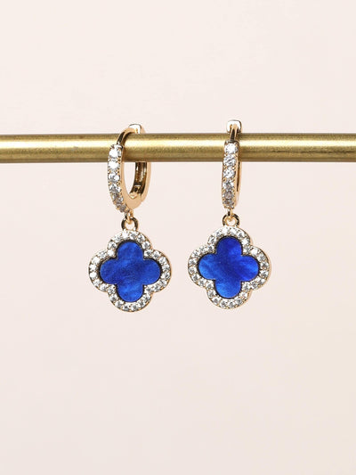Next Gold Plated Lapis Clover Huggie Hoop Earrings 25mm- Buy online at McGrocer
