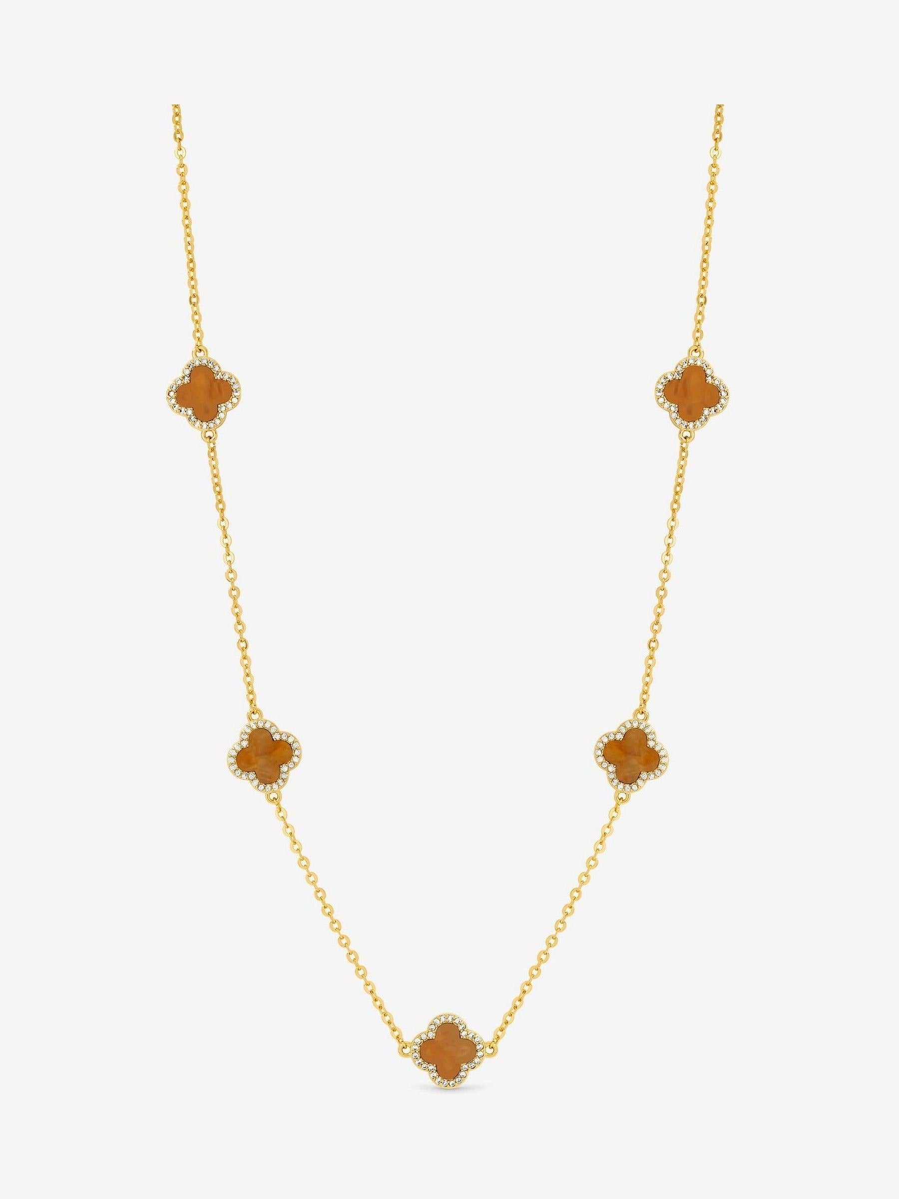 Jon Richard clover necklace orange plated 17 inch chain UK version