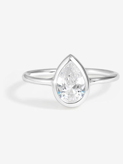 Next Simply Silver 925 Sterling Silver Cubic Zirconia Solitaire Pear Ring- Buy online at McGrocer