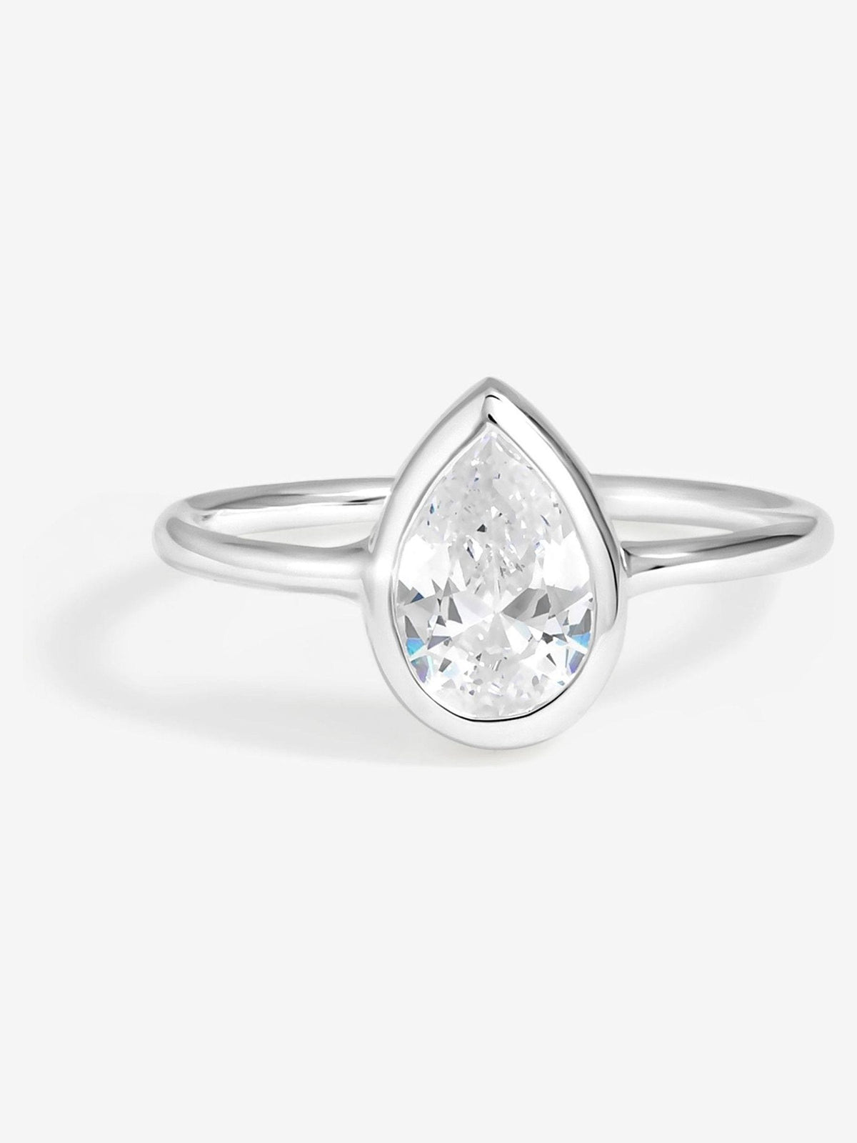 Simply Silver 925 Sterling Silver Cubic Zirconia Solitaire Pear Ring
