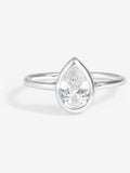 Simply Silver sterling silver cubic zirconia solitaire pear ring (British brand)