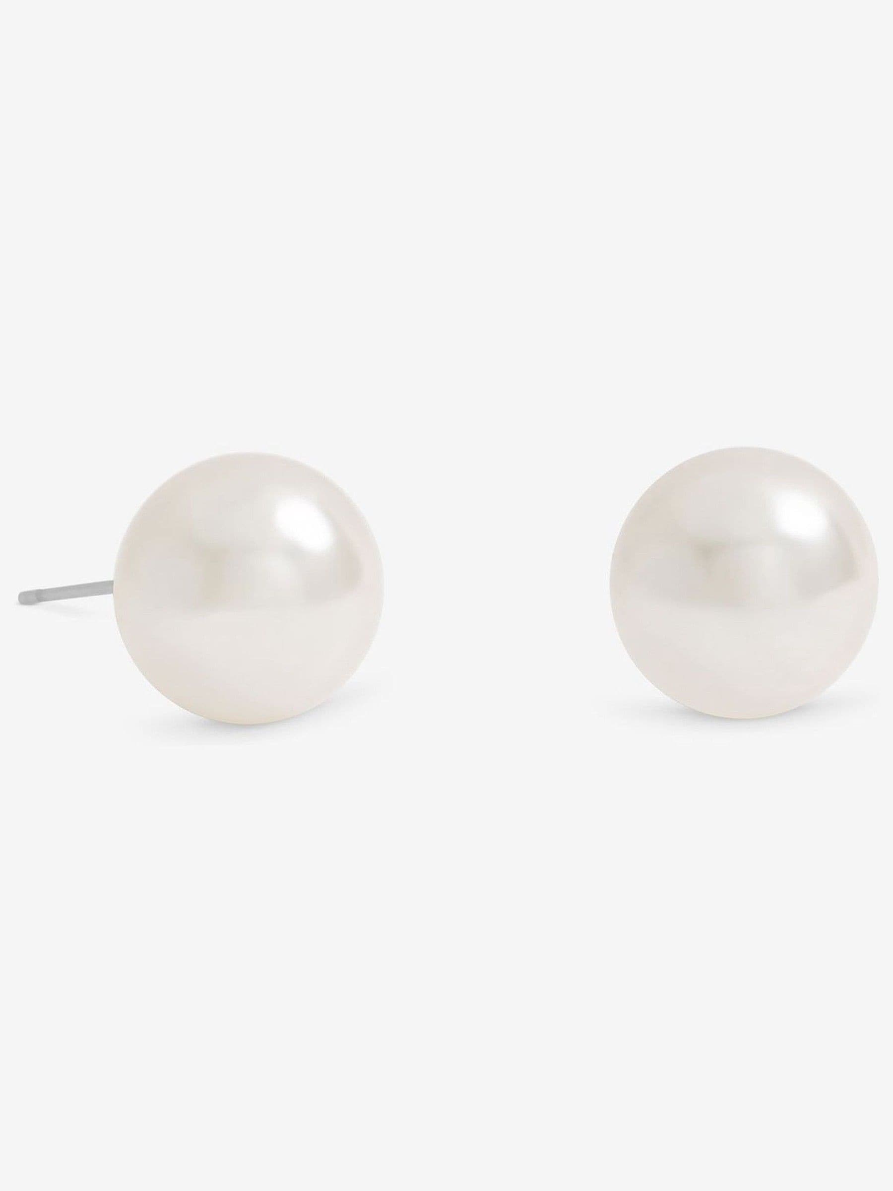 Jon Richard cream large pearl earrings silver tone 14mm, UK version