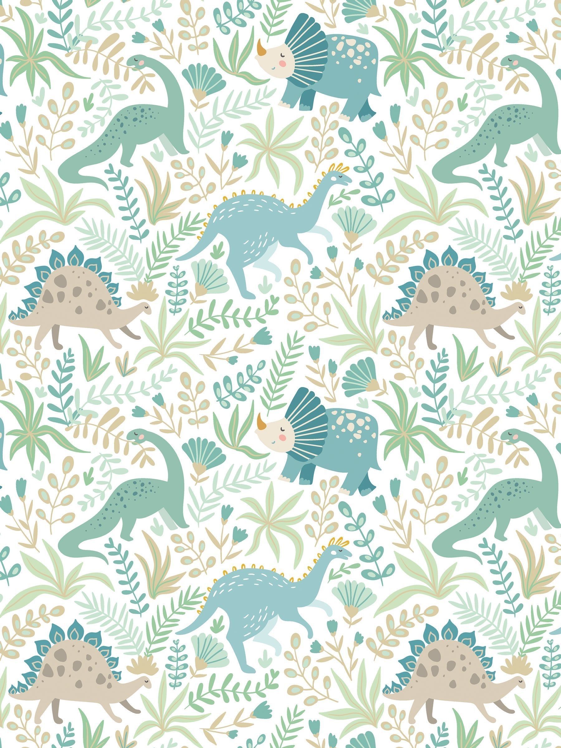 Hoopla Walls Denim Mix Jurassic Party A4 Wallpaper Sample