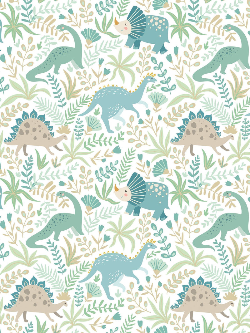 Hoopla Walls Denim Mix Jurassic Party A4 Wallpaper Sample