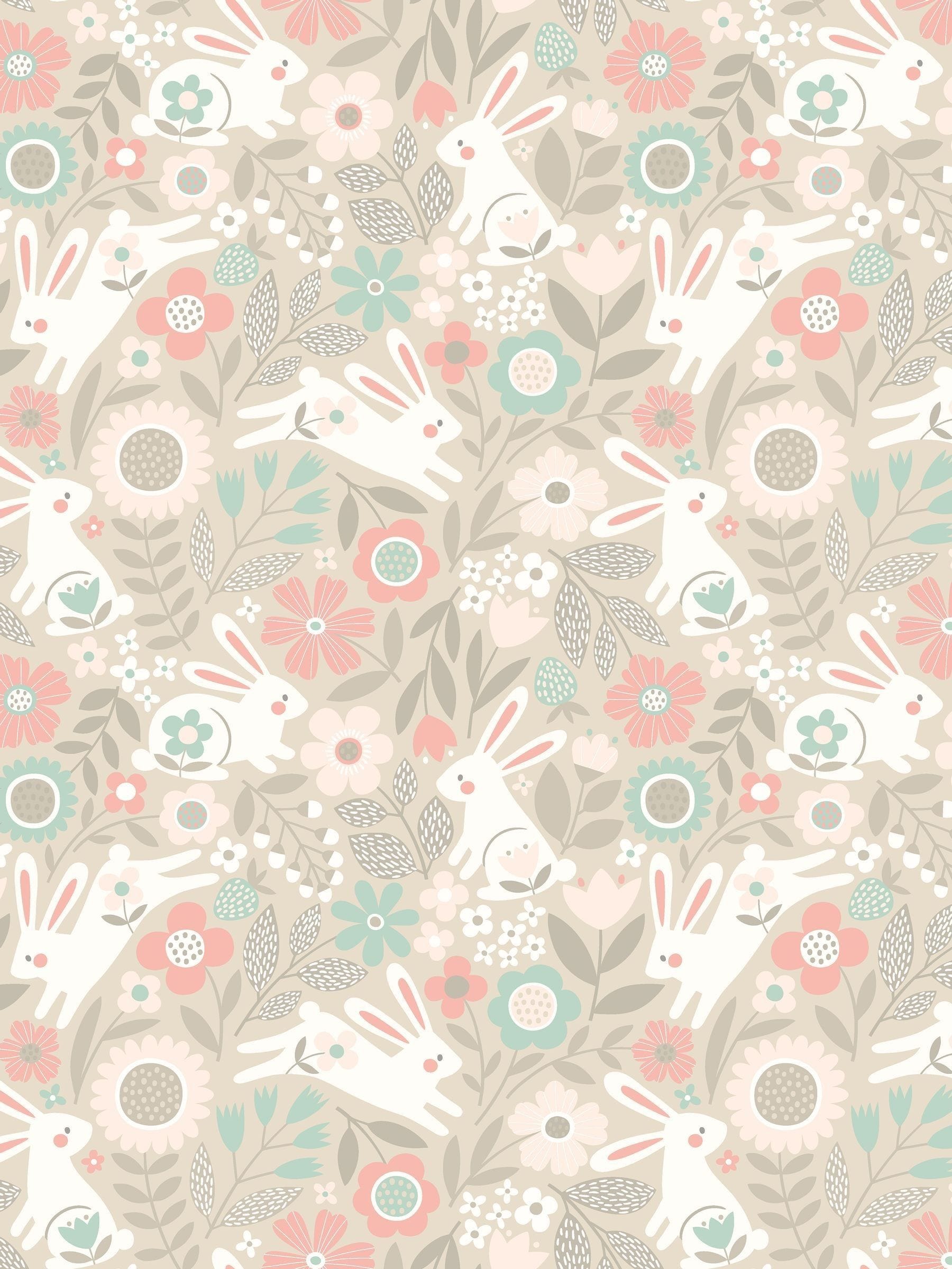 Hoopla Walls Coconut Mix Bouncing Bunnies A4 Wallpaper Sample