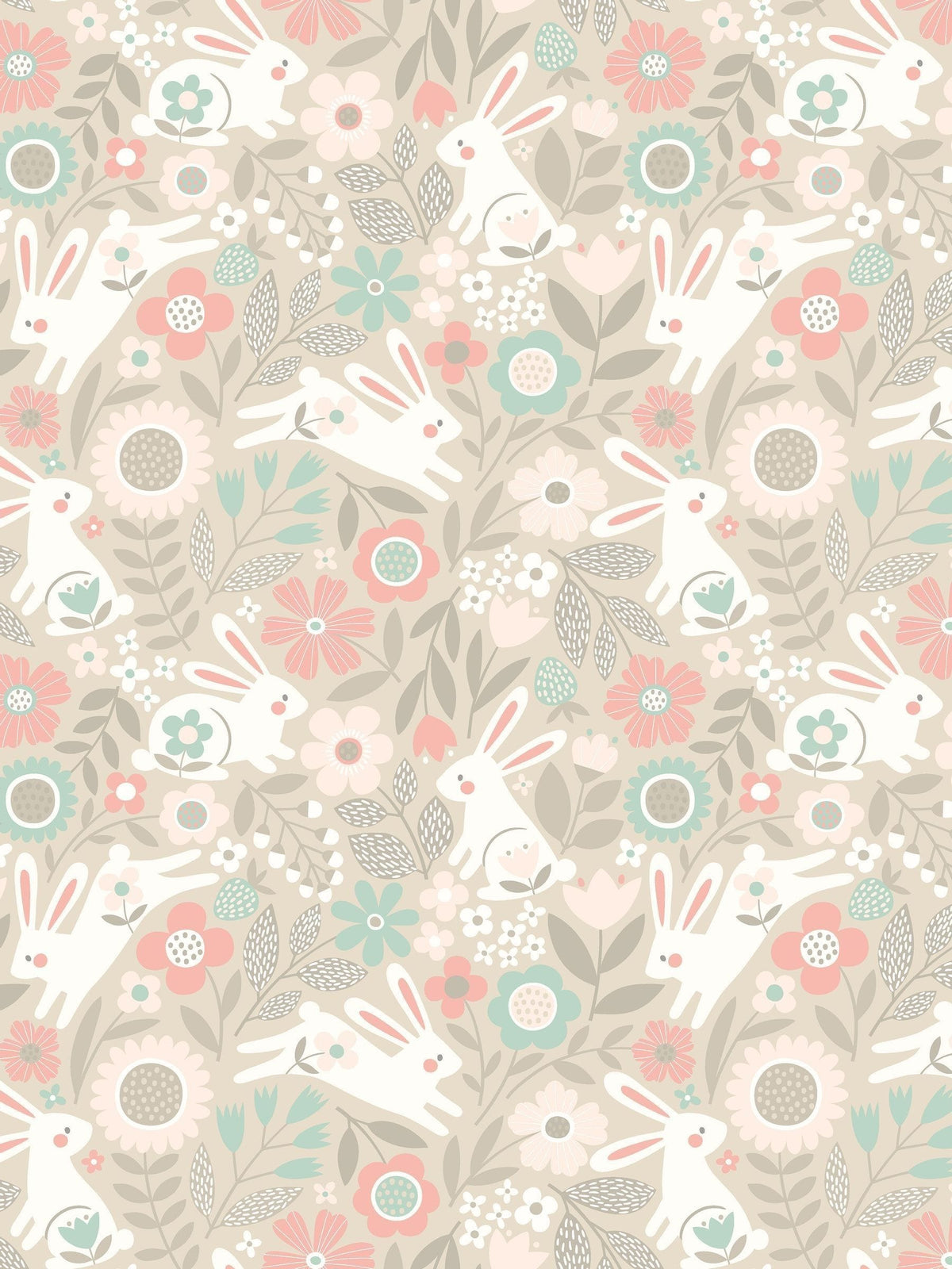 Hoopla Walls Coconut Mix Bouncing Bunnies A4 Wallpaper Sample