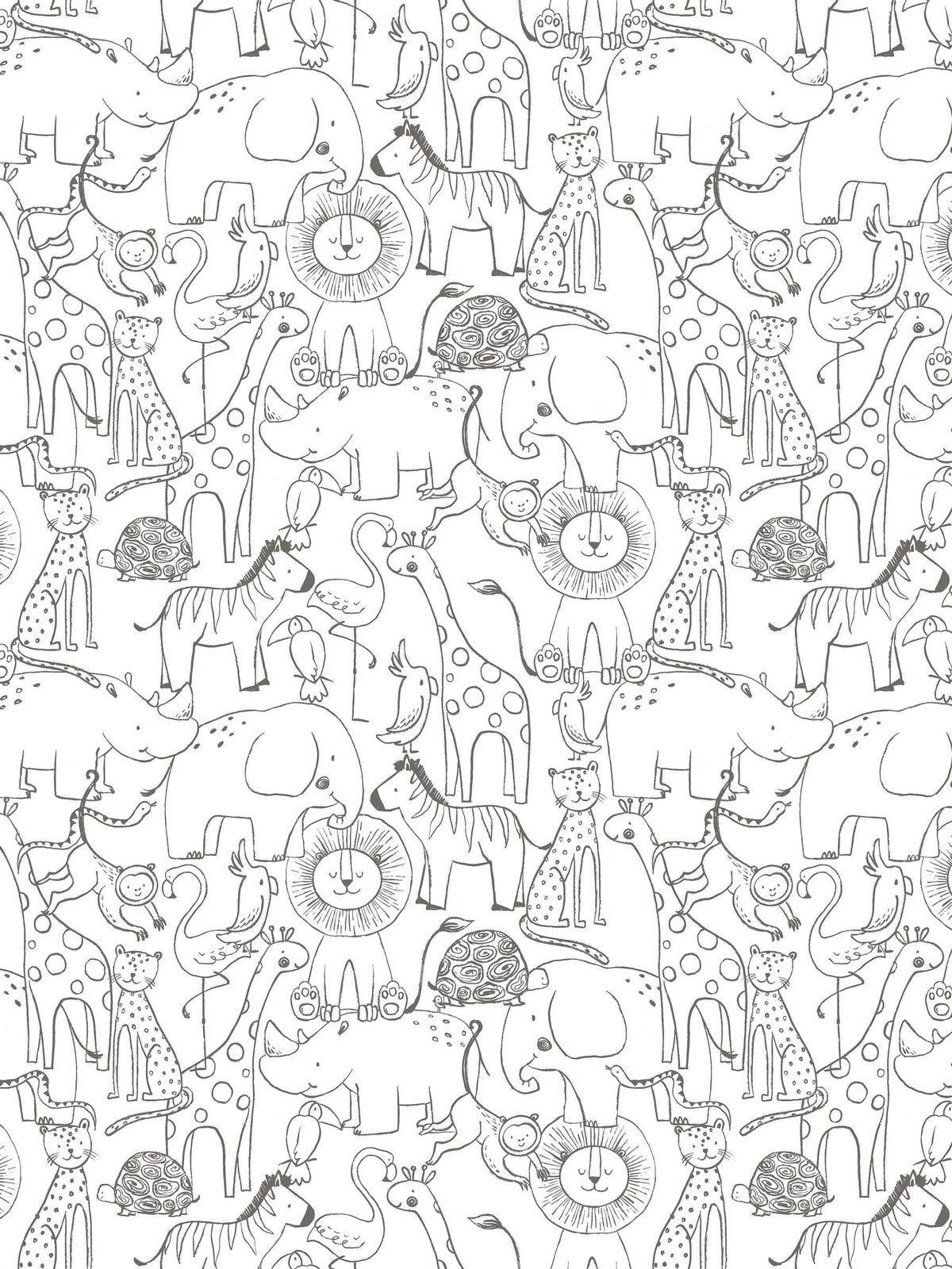 Hoopla Walls animal doodle wallpaper sample A4, UK version
