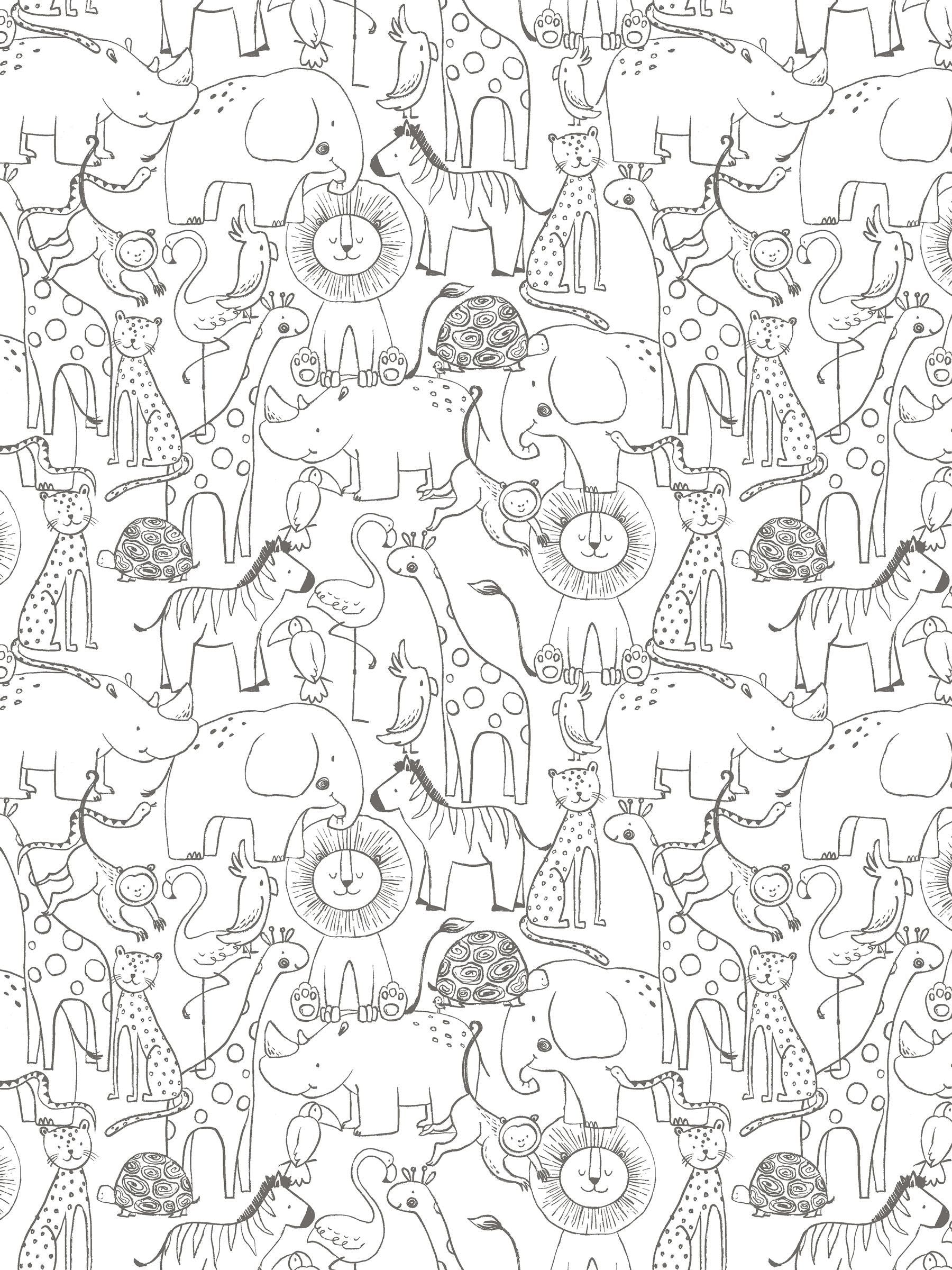 Hoopla Walls Chalkboard Animal Doodle A4 Wallpaper Sample