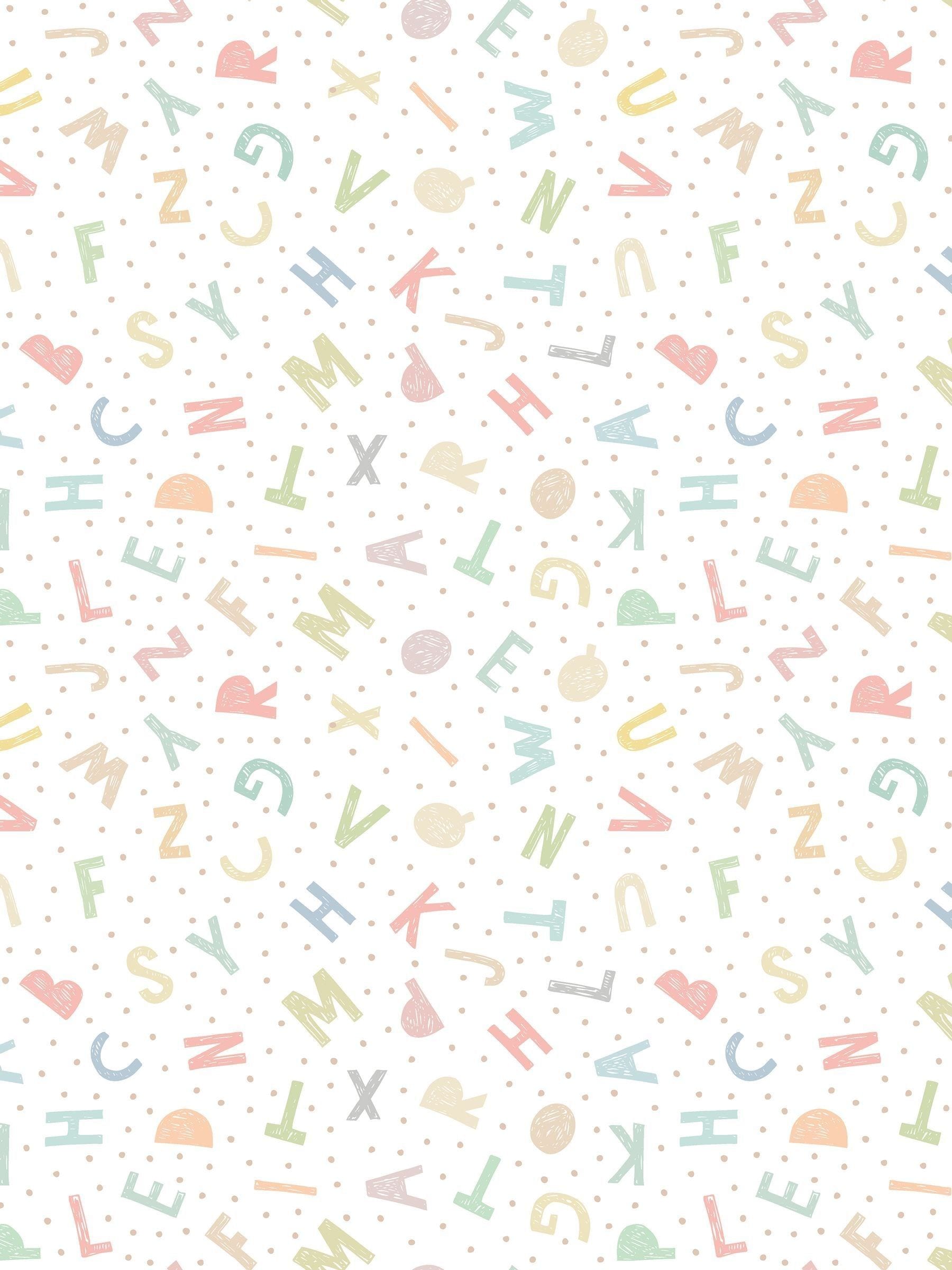 Hoopla Walls Soft Sorbet Alphabet Jumble A4 Wallpaper Sample