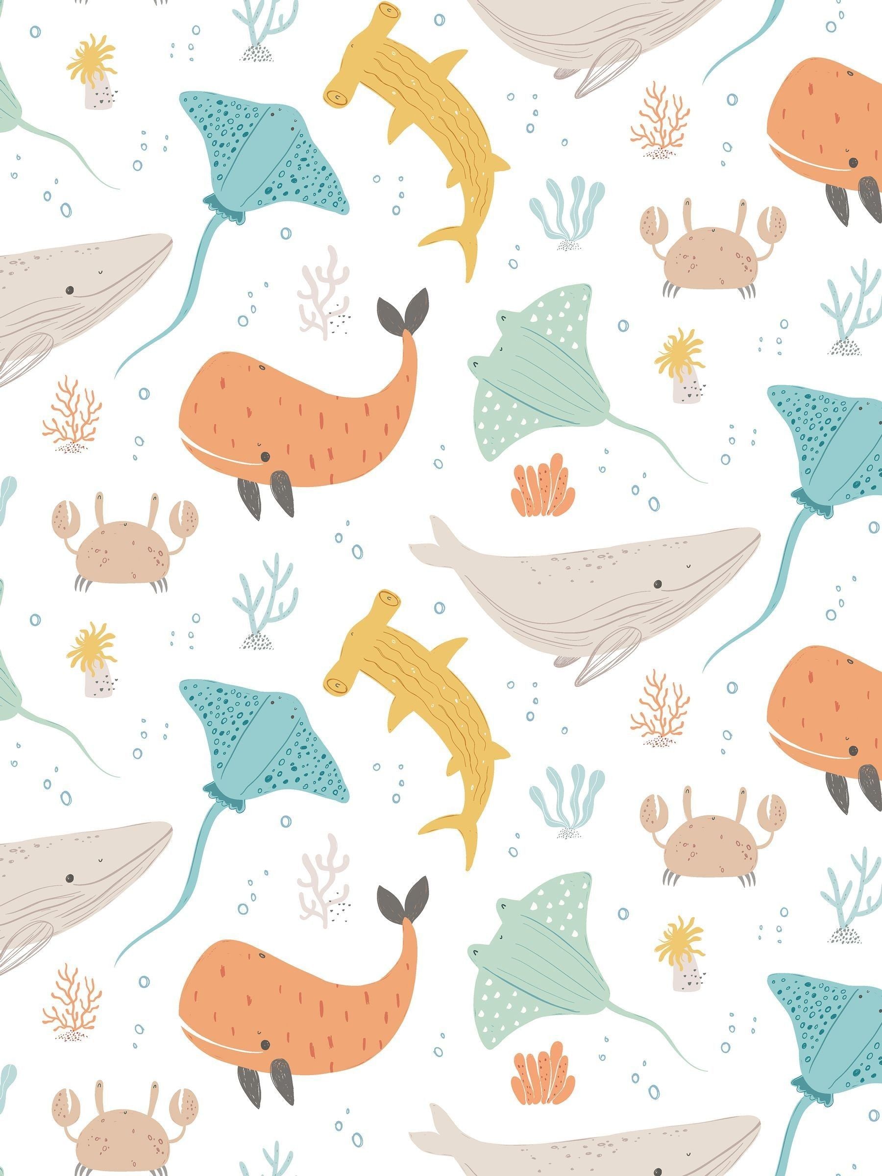 Hoopla Walls Seafoam Spice Ocean Adventure A4 Wallpaper Sample
